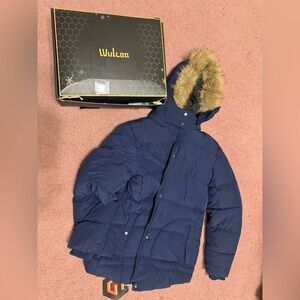 New xl Wulcea Graphene Heated Jacket coat winter snow blue fur hood